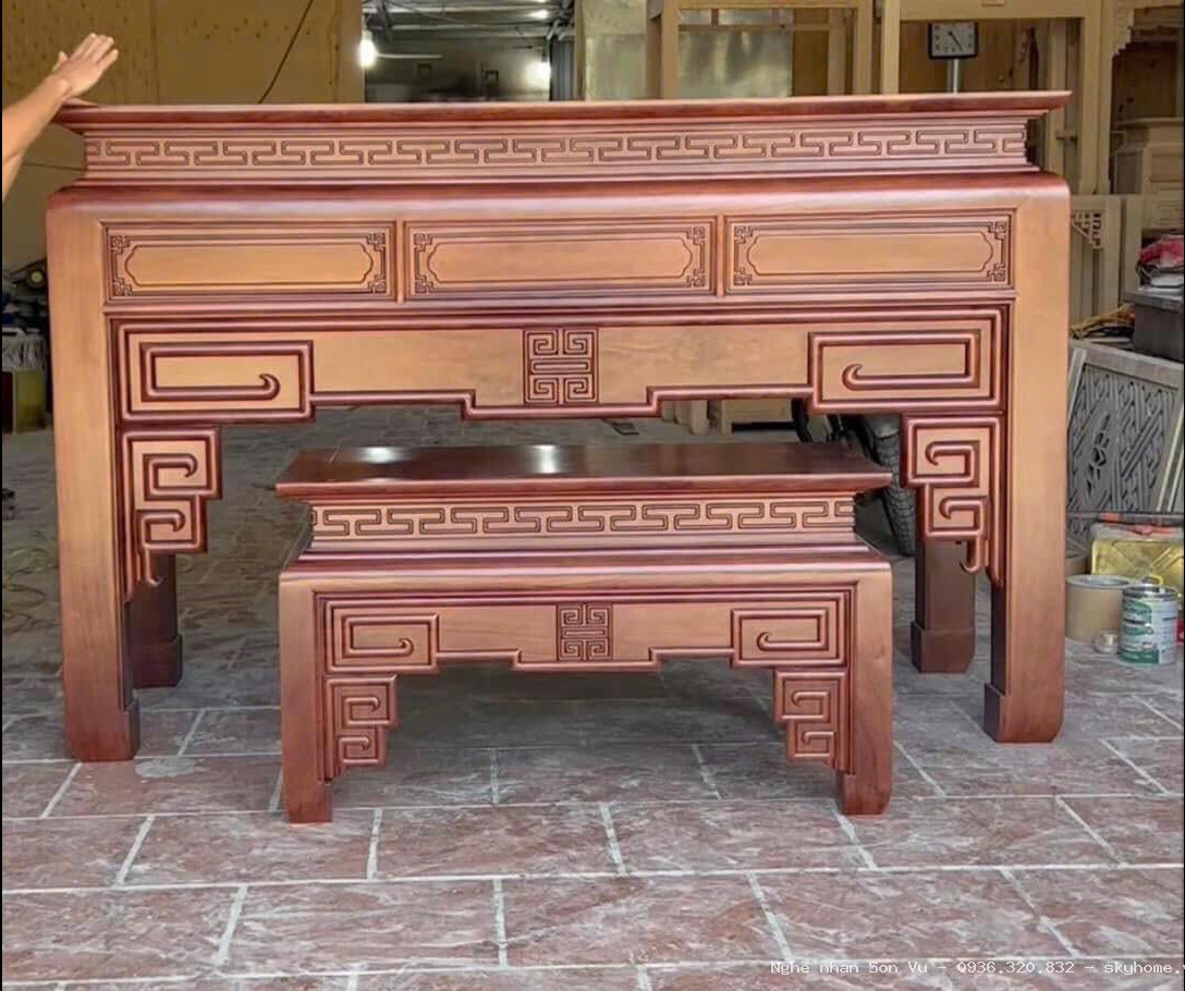 Bàn thờ 1 tầng gỗ muồng ngang 127cm tại Thanh Xuân