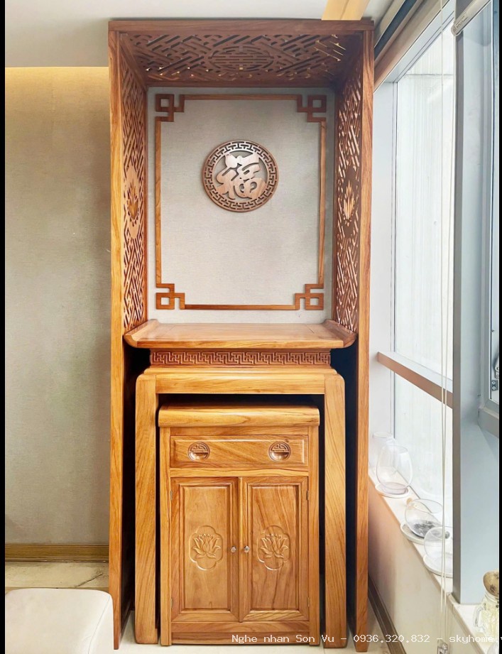 Bàn thờ đứng gỗ sồi màu óc chó mẫu Lộc Thịnh Được xếp hạng 5.00 5 sao tại Cầu Giấy