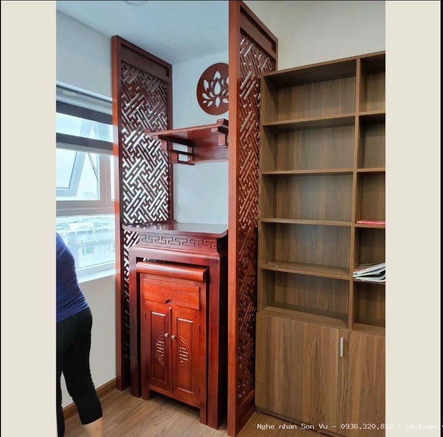 Bàn thờ gia tiên 1m97 gỗ Hương đá tại Đống Đa