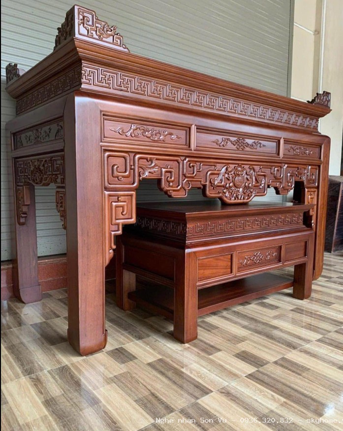 Bàn Thờ Gia Tiên 2 Tầng Gỗ Hương Đá Bán Chạy Nhất tại Tây Hồ