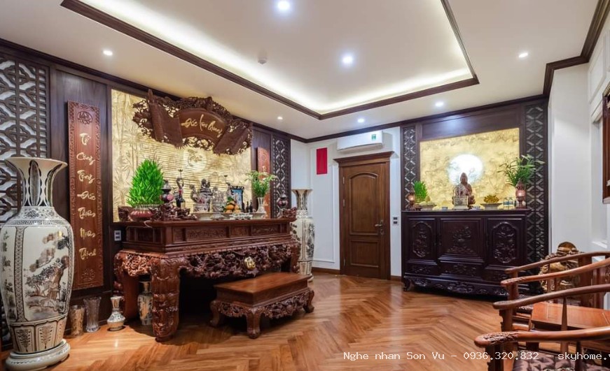 Bàn Thờ Gỗ Gõ Đỏ Triện Sen BT52 tại Nam Từ Liêm