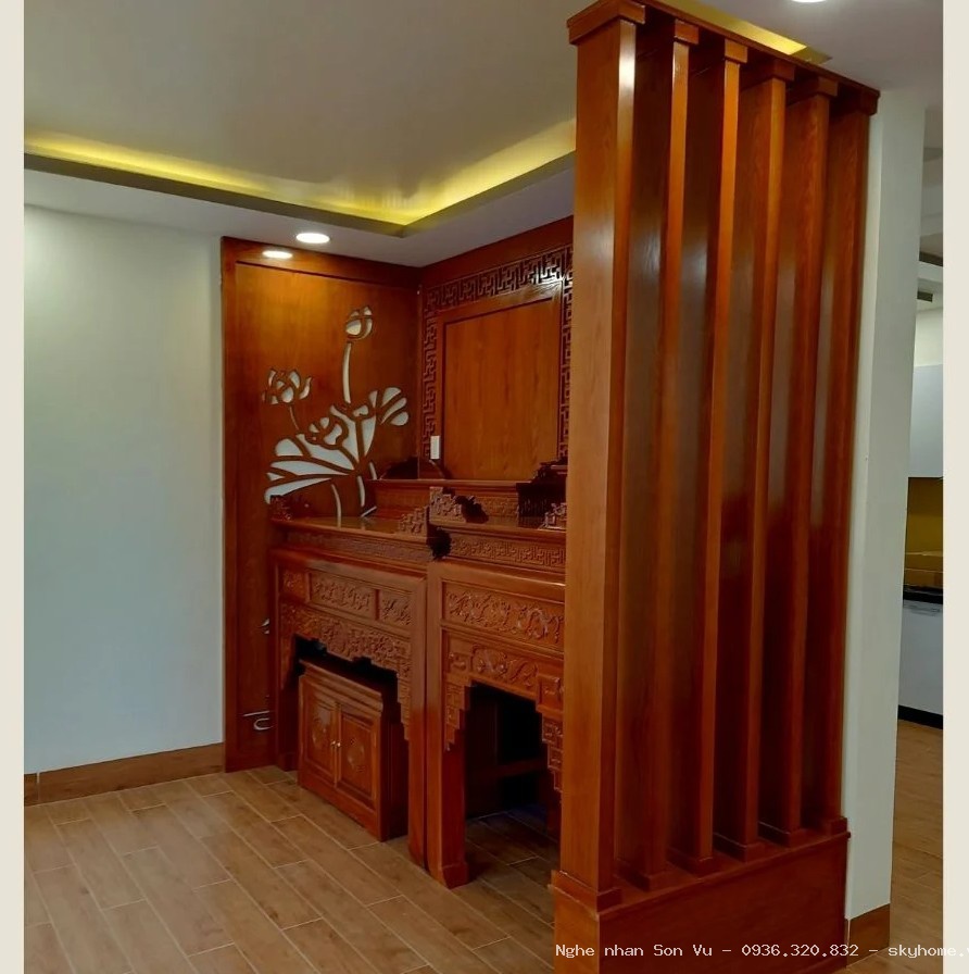 Bàn thờ gỗ sồi kiểu đơn giản BT164 tại Hoàng Mai