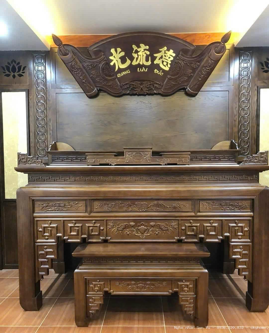 Bộ 3 bàn thờ gỗ sang trọng tại Hà Đông