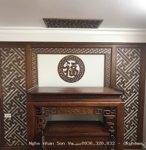 Mẫu Phòng Thờ với tông màu nâu chủ đạo tại Hà Đông