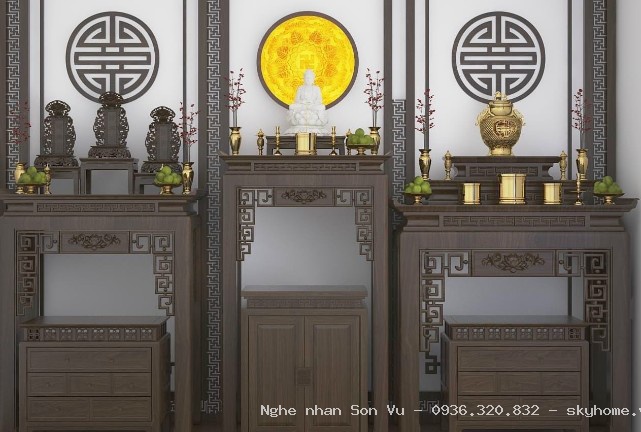 Nội thất phòng thờ gỗ tại Hoàng Mai