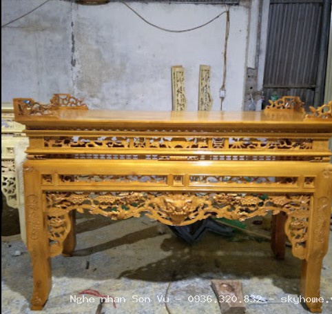 Sập Thờ Mai Điểu Gỗ Dổi Chân 20 ST27 tại Hoàng Mai