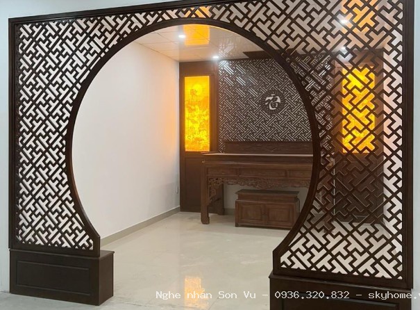 Xưởng sản xuất thi công phòng thờ gỗ tự nhiên cao cấp tại Hoàng Mai