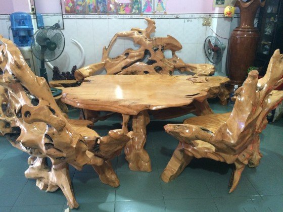 bàn ghế gỗ trai 
