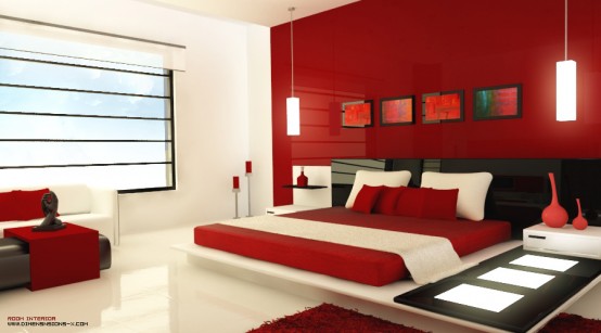 phòng ngủ gam màu đỏ