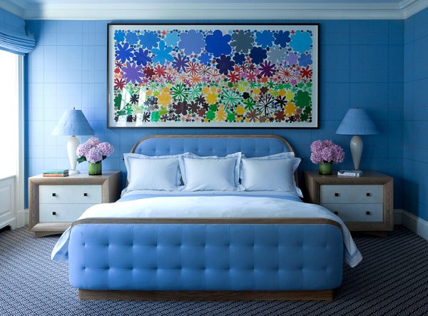 phòng ngủ gam màu xanh
