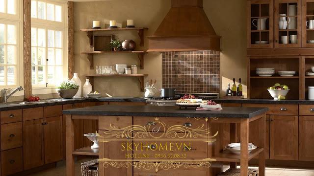 tủ bếp gỗ tự nhiên đẹp