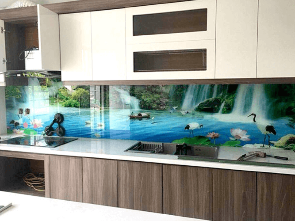 Kính Ốp Bếp Hoa Văn 3D- Kính Hoa Văn 3D | Tủ Bếp Skyhome