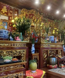 Phòng Thờ Gia Tiên 3 Gian Sơn Ta Thếp Vàng