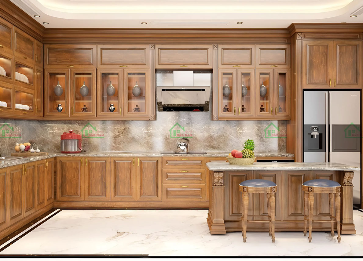 Tủ bếp gỗ tự nhiên