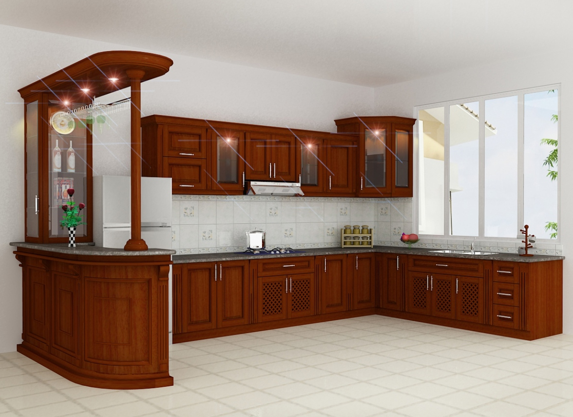 Tủ bếp gỗ tự nhiên