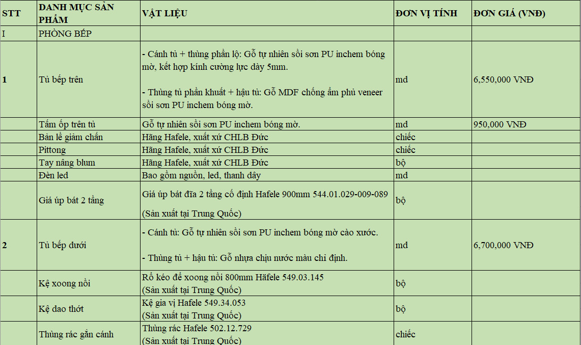 Tủ bếp gỗ óc chó