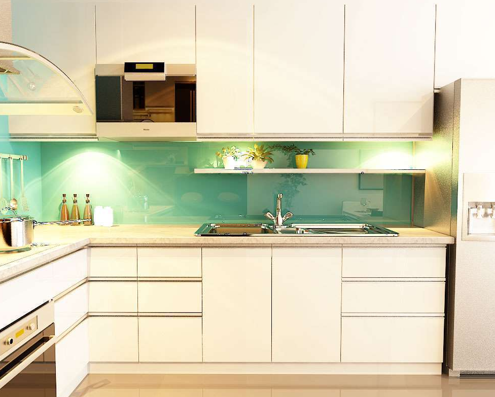 Tủ bếp Acrylic màu trắng 25 Tủ bếp Acrylic màu trắng