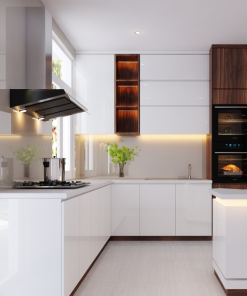 Tủ bếp Laminate màu trắng
