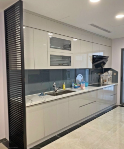 Tủ bếp acrylic bóng gương mẫu s100