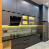 Tủ bếp dưới inox tủ trên nhựa cánh Acrylic