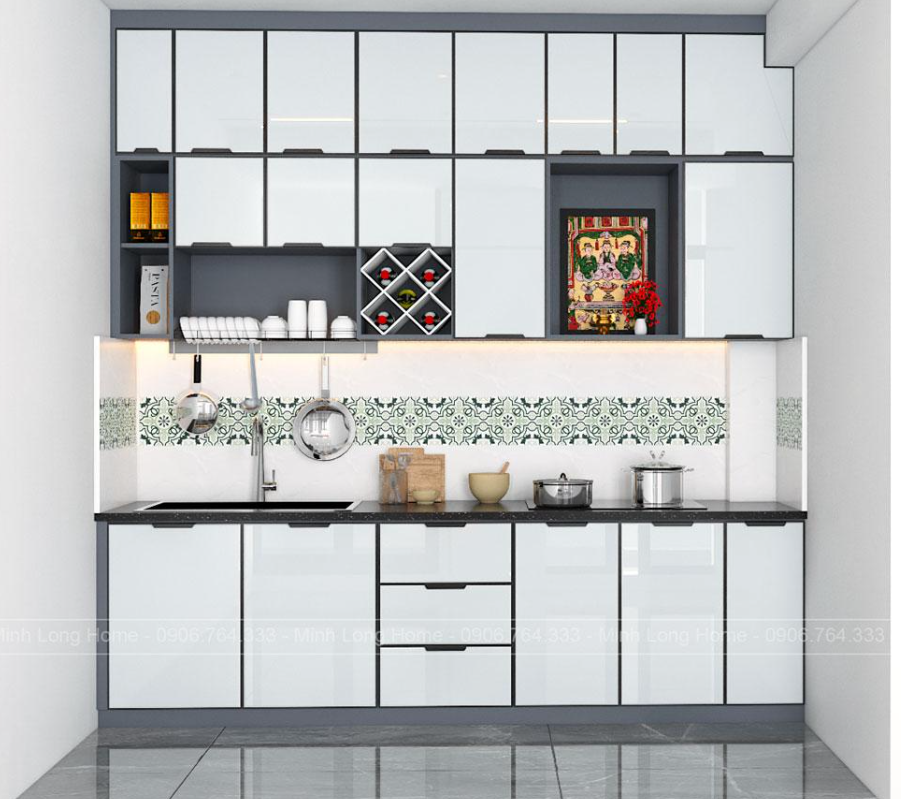 Tủ bếp Acrylic màu trắng 27 Tủ bếp Acrylic màu trắng