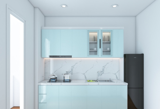 Tủ bếp màu xanh bạc hà