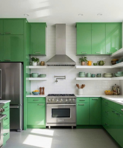 Tủ bếp màu xanh lá cây