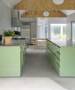Tủ bếp màu xanh lá nhạt