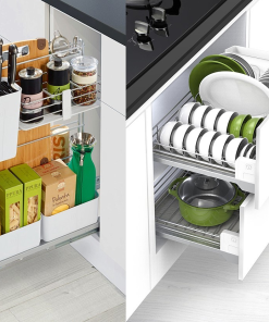 Có cách nào tăng thẩm mỹ cho thùng tủ bếp?