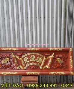Hoành phi cuốn thư kết hợp câu đối lòng mo ôm cột gỗ hương đá