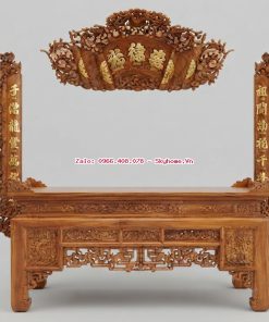 Bàn giao combo nội thất phòng thờ gỗ gụ Lào cho khách hàng tại Hà Nội