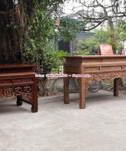 Combo 3 bộ án gian bàn thờ truyện Nhị Ý gỗ gụ Lào cho nhà thờ họ