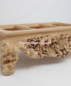 Sập thập điểu quần mai gỗ gụ Lào dạ liền khối dày 12 phân đang hoàn thiện mộc thô