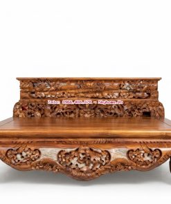 Sập ba bông tích tứ dân gỗ gụ thiết kế đơn giản, sang trọng kích thước 2,20m x 1,80m