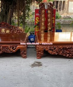 Sập Thập Điểu Quần Mai, Sập Ngũ Phúc Kim Tiền và Cuốn Thư Mai Hóa Long gỗ gụ Lào tự nhiên