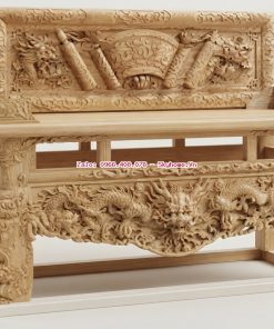 Sập thờ Tứ Linh kết hợp sập trơn chân quỳ gỗ gụ Lào hoàn thiện cho khách hàng Bắc Ninh