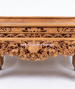 Vua sập thờ Mai Điểu nhị cấp gỗ gụ Lào tự nhiên 100% dạ tiền liền khối dày 10 phân